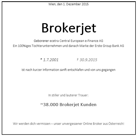 Brokerjet ist Geschichte!