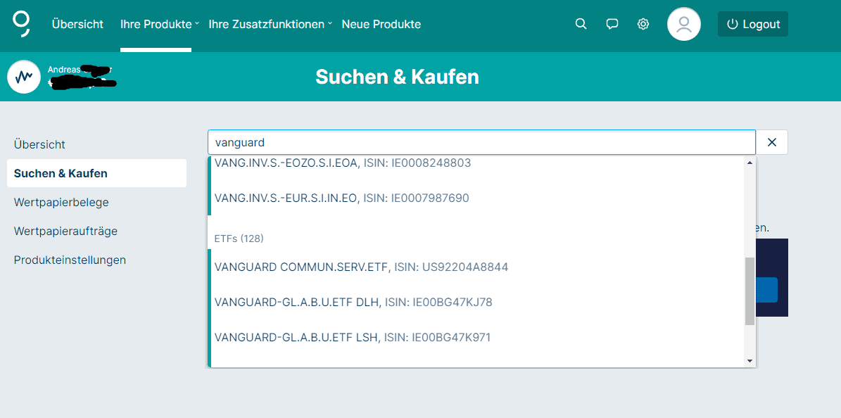 Vanguard ETFs beim George Wertpapierhandel