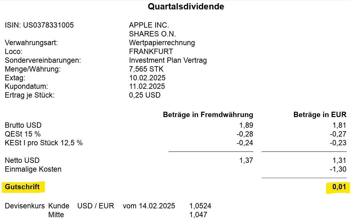 Kosten für Dividende bei der Erste Bank - hohe Devisengebühren