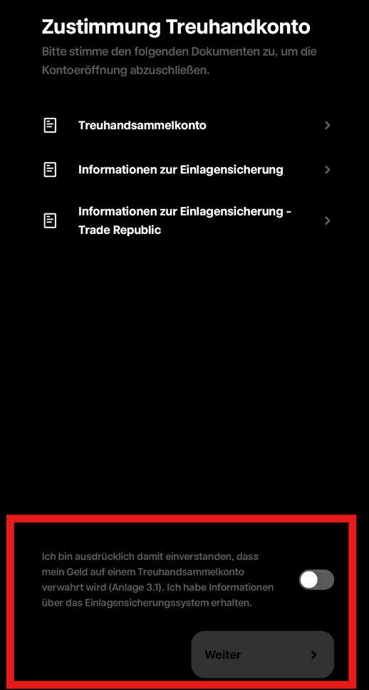 Hier noch die Zustimmung für das Sammelkonto geben, dort liegt das persönliche Guthaben. 