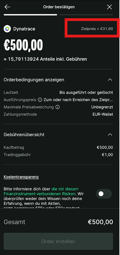 Dynatrace Kauforder bei Bitpanda - Zielpreis 31,60 Euro