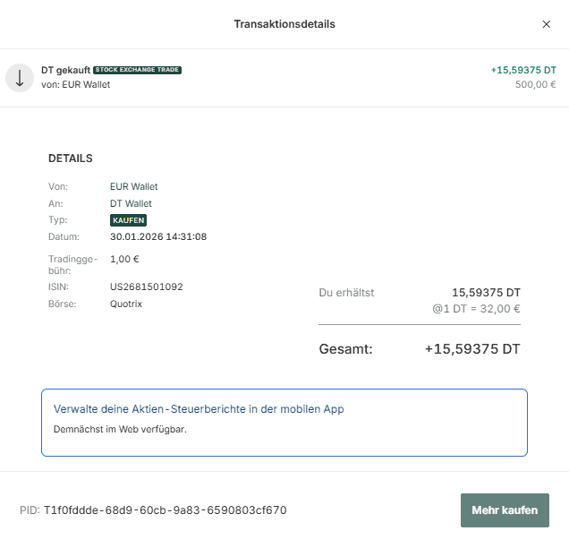 Kauf von Dynatrace Aktien bei Bitpanda um 32 Euro